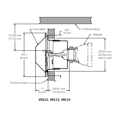 Victaulic Model V56 Domed Horizontal Sidewall HSW Concealed Fire Sprinkler Cover Plate Escutcheon, Chrome, 155 Degree, S561JC0020 - WeSupplyIt.com