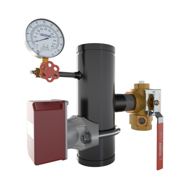 Viking® 14859C EasyPac Commercial Riser Assembly With Test And Drain, 1/2" Orifice, Groove x Groove, 4" - WeSupplyIt.com