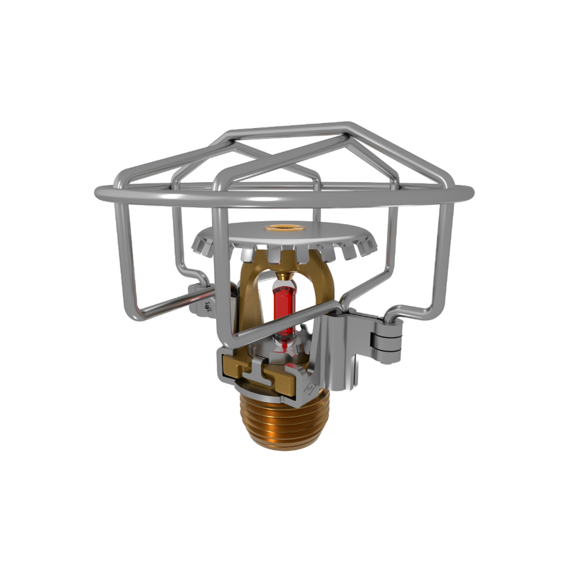 Viking® VK1001, XT1, Intermediate Level/In-Rack, Preassembled w/ Guard, 5.6K, Upright, SR, 1/2" NPT, Brass, 155 Degree 23867ABG Fire Sprinkler Head - WeSupplyIt.com