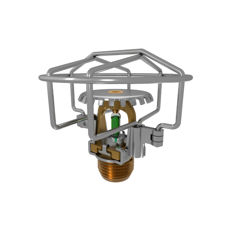 Viking® VK1001, XT1, Intermediate Level/In-Rack, Preassembled w/ Guard, 5.6K, Upright, SR, 1/2" NPT, Brass, 200 Degree 23867AEG Fire Sprinkler Head - WeSupplyIt.com