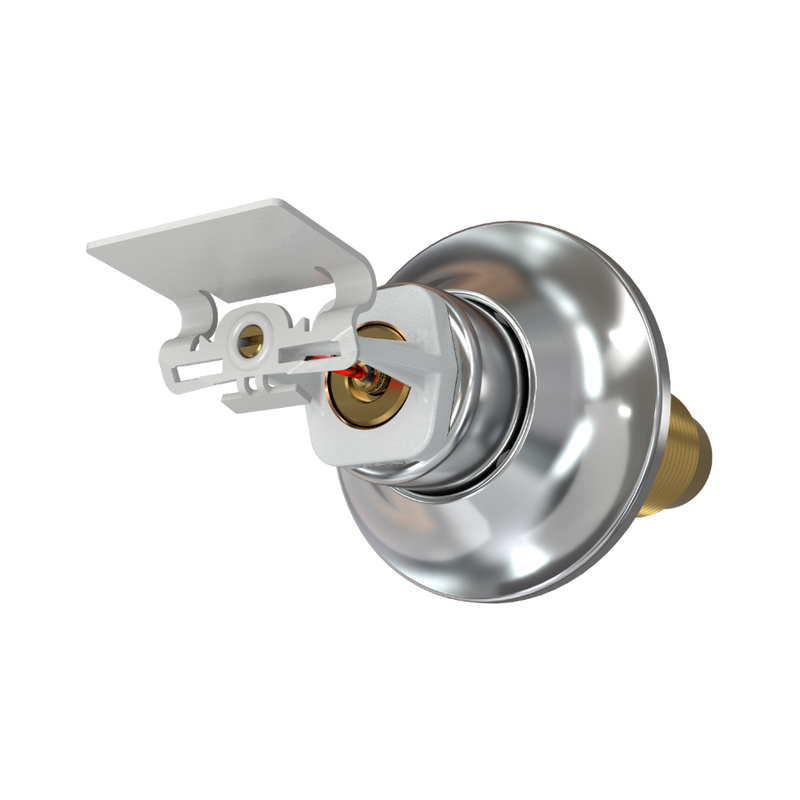 Viking® VK178, Standard, Dry Sprinkler, 5.6K, Standard Adjustable, Horizontal Sidewall, QR, 1” NPT, White With Chrome Escutcheon, 155 Degree, 18” Length, 08384UMFB/W18 Fire Sprinkler Head