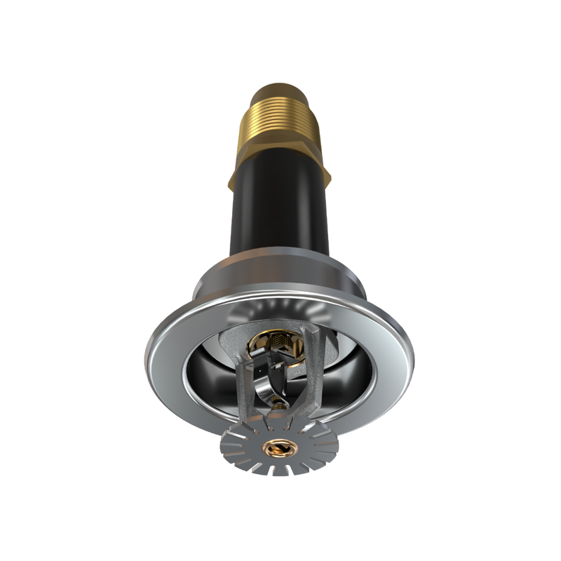 Viking® VK290, Standard, Dry Sprinkler, Fusible Link, 8.0K, Recessed Adjustable, Pendent, QR, 1” NPT, Chrome, 205 Degree, 12” Length, 13256UFE12 Fire Sprinkler Head