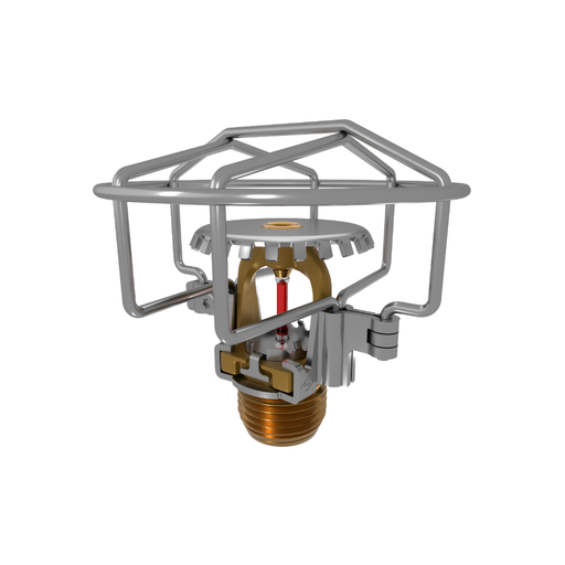 Viking® VK3001, XT1, Intermediate Level/In-Rack, Preassembled w/ Guard, 5.6K, Upright, QR, 1/2" NPT, Brass, 155 Degree 23869ABG Fire Sprinkler Head