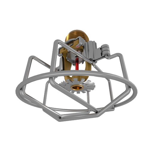 Viking® VK3021, XT1, Intermediate Level/In-Rack, Preassembled w/ Guard, 5.6K, Pendent, QR, 1/2" NPT, Brass, 155 Degree 23870ABG Fire Sprinkler Head