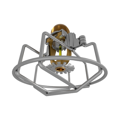 Viking® VK3021, XT1, Intermediate Level/In-Rack, Preassembled w/ Guard, 5.6K, Pendent, QR, 1/2" NPT, Brass, 175 Degree 23870ADG Fire Sprinkler Head