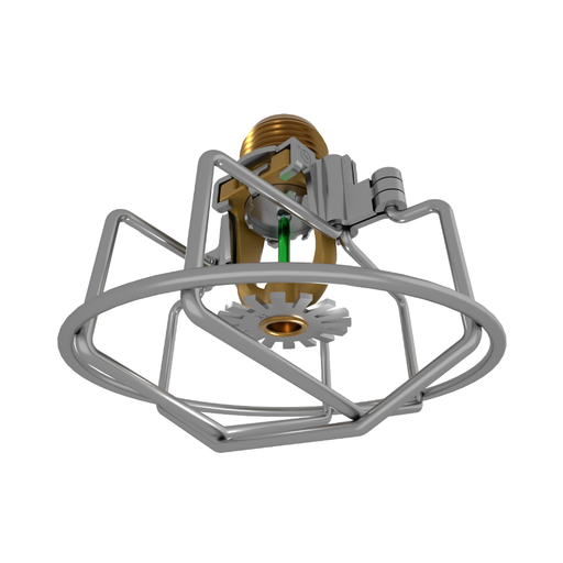 Viking® VK3021, XT1, Intermediate Level/In-Rack, Preassembled w/ Guard, 5.6K, Pendent, QR, 1/2" NPT, Brass, 200 Degree 23870AEG Fire Sprinkler Head