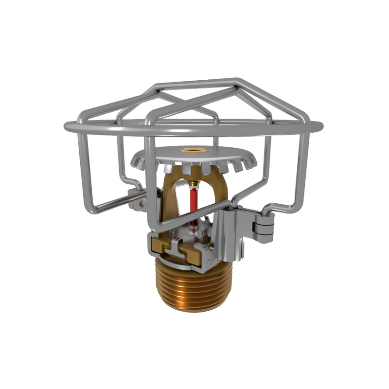 Viking® VK3501, XT1, Intermediate Level/In-Rack, Preassembled w/ Guard, 8.0K, Upright, QR, 3/4" NPT, Brass, 155 Degree 23877ABG Fire Sprinkler Head - WeSupplyIt.com