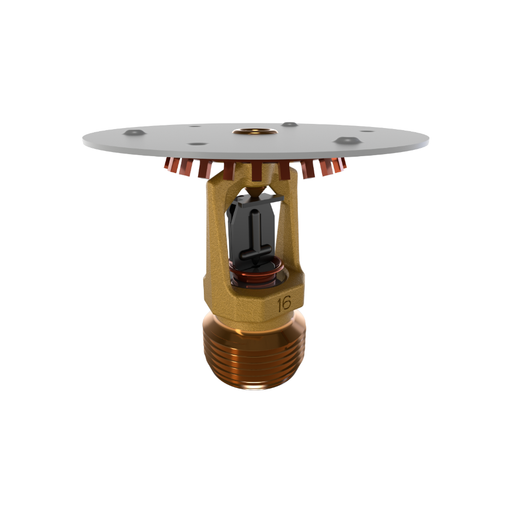 Viking® VK562, Micromatic Model M, Intermediate Level/In-Rack, Preassembled w/ Shield, Fusible Link, 8.0K, Upright, SR, 3/4" NPT, Brass, 286 Degree 18253AGU Fire Sprinkler Head