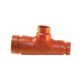 Victaulic Firelock NO. 113 OGS x IGS x IGS Reduce On The Run And Outlet Tee, 1 1/4" x 1" x 1", Painted Orange, FB07113P00