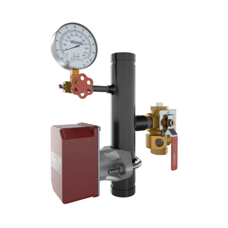 Viking® 14850A EasyPac Commercial Riser Assembly With Test And Drain, 3/8" Orifice, Groove x Groove, 2" - WeSupplyIt.com