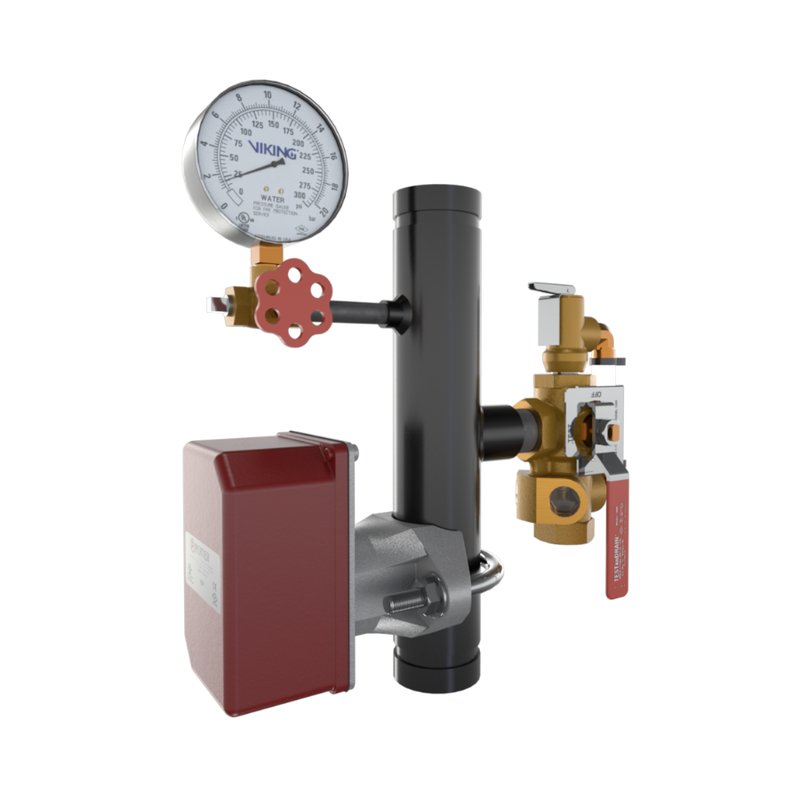 Viking® 14851A175 EasyPac Commercial Riser Assembly With Test And Drain And PRV, 3/8" Orifice, 175 PRV, Groove x Groove, 2" - WeSupplyIt.com