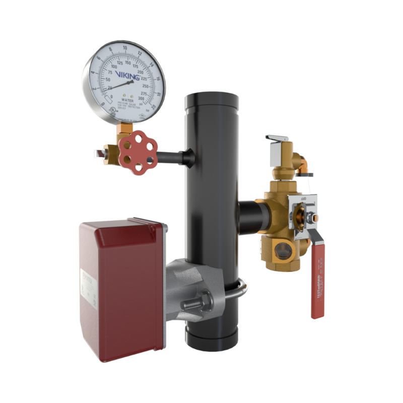 Viking® 14854A175 EasyPac Commercial Riser Assembly With Test And Drain And PRV, 3/8" Orifice, 175 PRV, Groove x Groove, 2 1/2" - WeSupplyIt.com