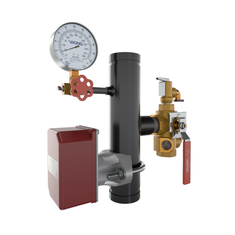 Viking® 14854C200 EasyPac Commercial Riser Assembly With Test And Drain And PRV, 1/2" Orifice, 200 PRV, Groove x Groove, 2 1/2" - WeSupplyIt.com
