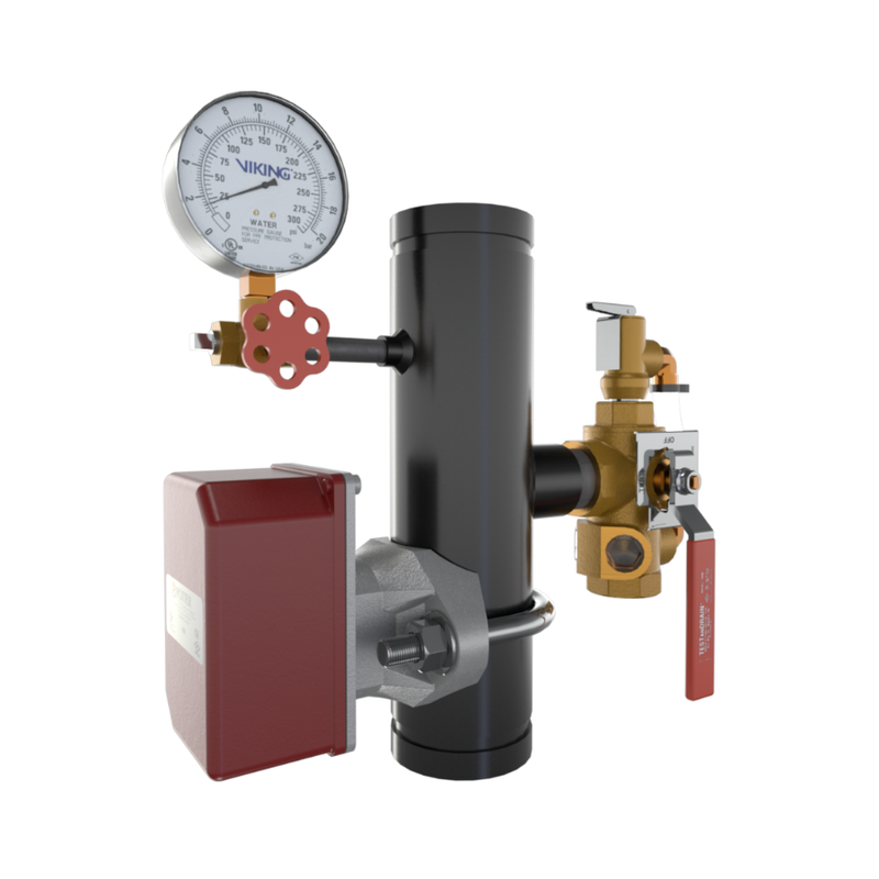 Viking® 14857A300 EasyPac Commercial Riser Assembly With Test And Drain And PRV, 3/8" Orifice, 300 PRV, Groove x Groove, 3" - WeSupplyIt.com
