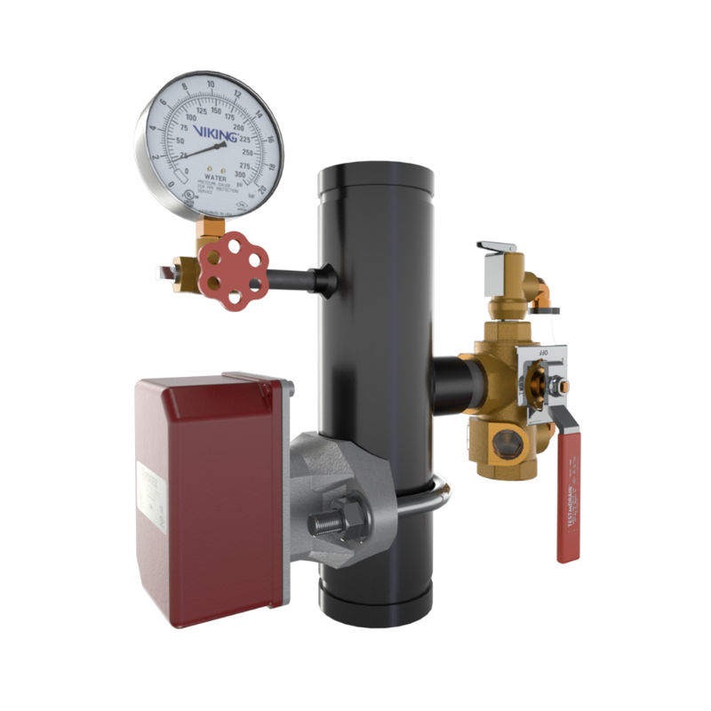 Viking® 14857B200 EasyPac Commercial Riser Assembly With Test And Drain And PRV, 7/16" Orifice, 200 PRV, Groove x Groove, 3" - WeSupplyIt.com