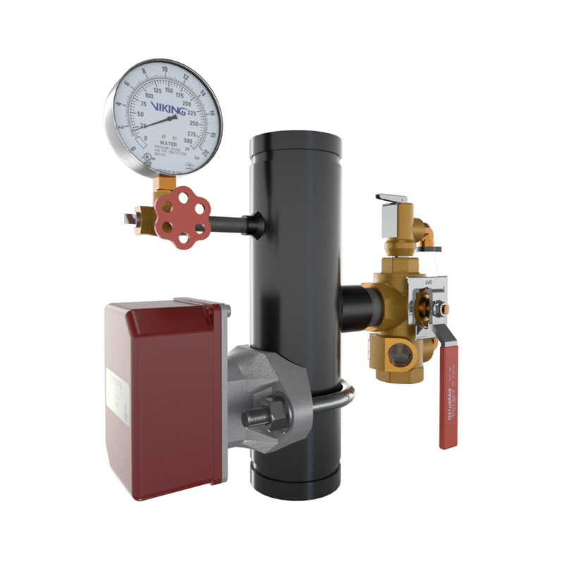 Viking® 14857F200 EasyPac Commercial Riser Assembly With Test And Drain And PRV, 3/4" K14 ESFR Orifice, 200 PRV, Groove x Groove, 3" - WeSupplyIt.com