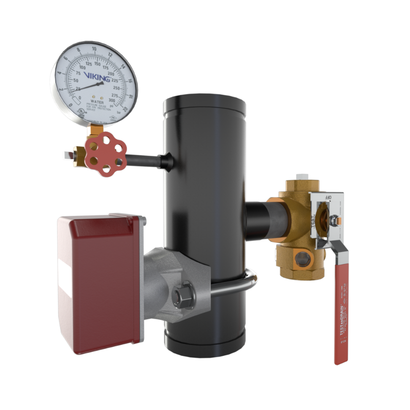 Viking® 14859D EasyPac Commercial Riser Assembly With Test And Drain, 17/32" Orifice, Groove x Groove, 4" - WeSupplyIt.com