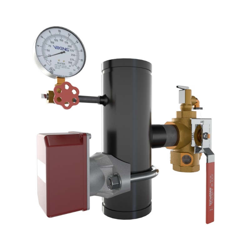 Viking® 14860A175 EasyPac Commercial Riser Assembly With Test And Drain And PRV, 3/8" Orifice, 175 PRV, Groove x Groove, 4" - WeSupplyIt.com