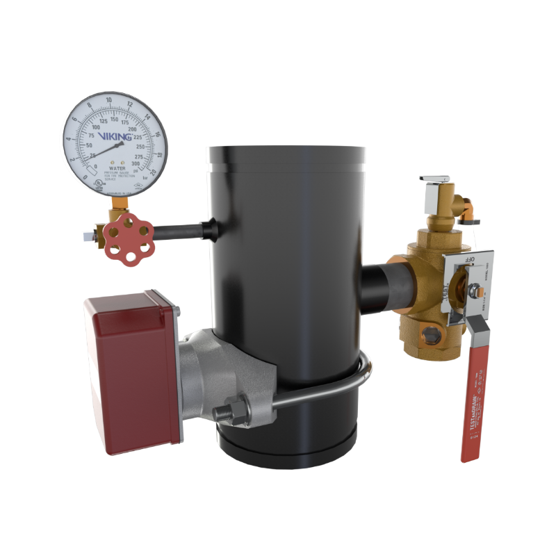 Viking® 14863G300 EasyPac Commercial Riser Assembly With Test And Drain And PRV, K25 ESFR Orifice, 300 PRV, Groove x Groove, 6" - WeSupplyIt.com