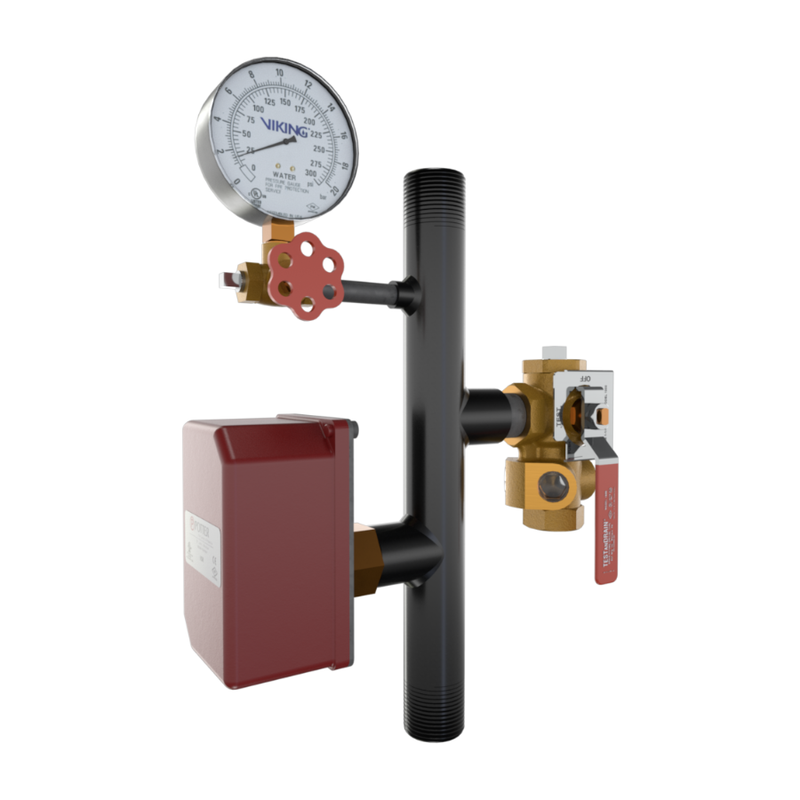 Viking® 14871A EasyPac Commercial Riser Assembly With Test And Drain, 3/8" Orifice, Thread x Thread, 1 1/4" - WeSupplyIt.com