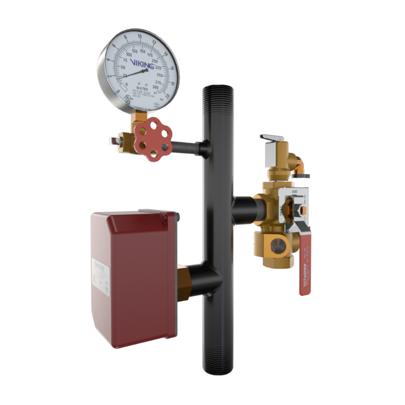 Viking® 14877E300 EasyPac Commercial Riser Assembly With Test And Drain And PRV, 5/8" ELO Orifice, 300 PRV, Thread x Thread, 1 1/2" - WeSupplyIt.com