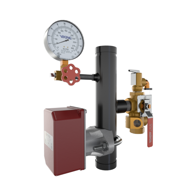 Viking® 14900B300 EasyPac Residential Riser Assembly With Test And Drain And PRV, 7/16" Orifice, 300 PRV, Groove x Groove, 2" - WeSupplyIt.com