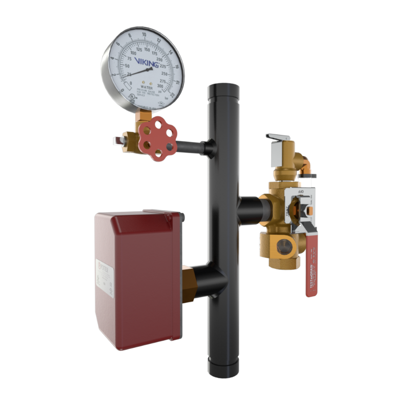 Viking® 15232E300 EasyPac Residential Riser Assembly With Test And Drain And PRV, 5/8" Orifice, 300 PRV, Groove x Groove, 1 1/4" - WeSupplyIt.com