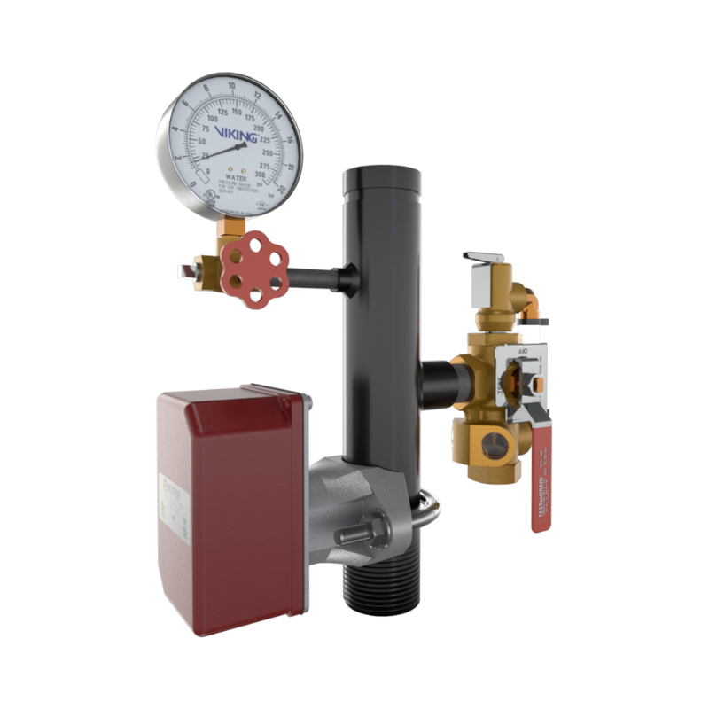 Viking® 15247B300 EasyPac Residential Riser Assembly With Test And Drain And PRV, 7/16" Orifice, 300 PRV, Thread x Groove, 2" - WeSupplyIt.com