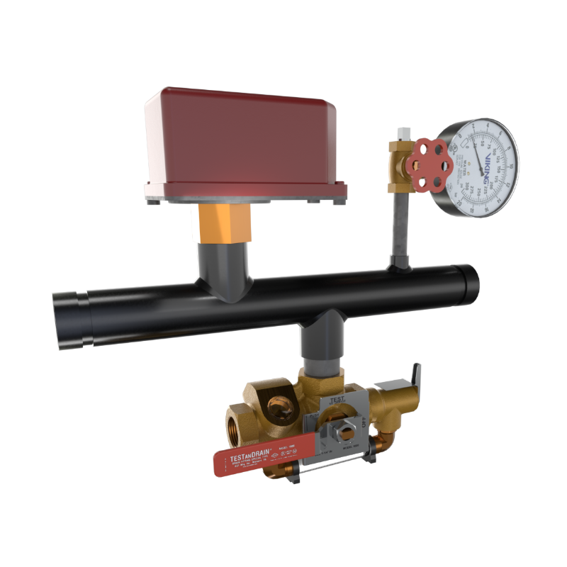 Viking® 15272E300 EasyPac Floor Control Riser Assembly With Test And Drain And PRV, 5/8" ELO Orifice, 300 PRV, Groove x Groove, 1 1/4" - WeSupplyIt.com