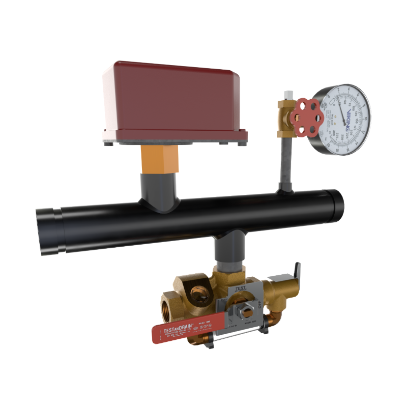 Viking® 15281E300 EasyPac Floor Control Riser Assembly With Test And Drain And PRV, 5/8" ELO Orifice, 300 PRV, Groove x Groove, 1 1/2" - WeSupplyIt.com