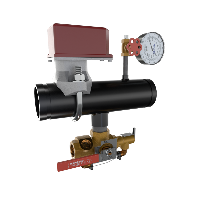 Viking® 15302F300 EasyPac Floor Control Riser Assembly With Test And Drain And PRV, 3/4" K14 ESFR Orifice, 300 PRV, Groove x Groove, 3" - WeSupplyIt.com