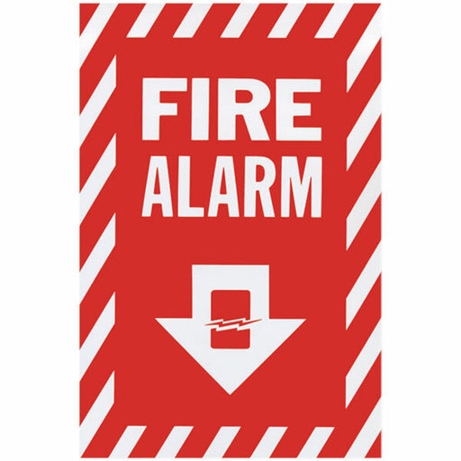 Fire Alarm Arrow Sign, Vinyl Sticker, Decal 8" x 12"