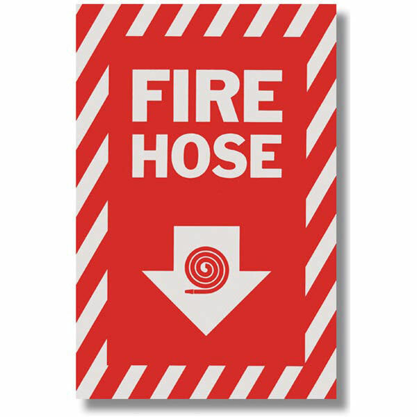 Fire Hose Arrow Sign, Vinyl Sticker, Decal 8" x12"