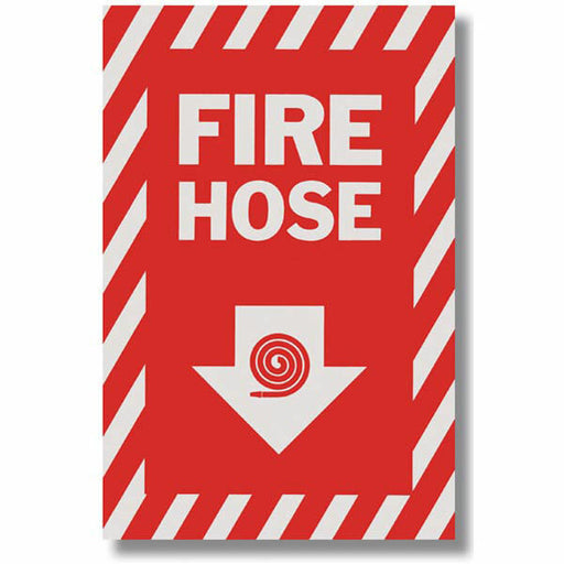 Fire Hose Arrow Sign, Vinyl Sticker, Decal 8" x12"
