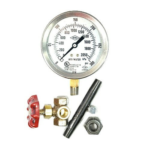 Air/Water Gauge Kit, 0-300 PSI, Stainless Steel, UL/FM Approved
Manufacturer Part Number: 100-325-00080