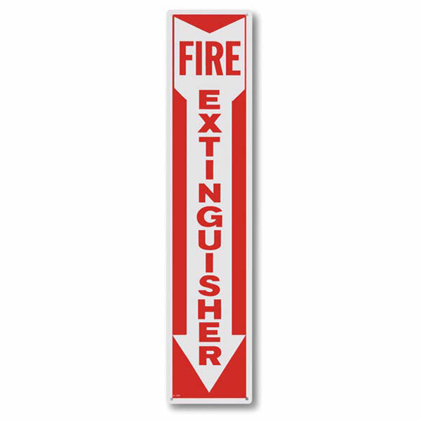 Fire Extinguisher Arrow Sign, Aluminum, 4" x 18"