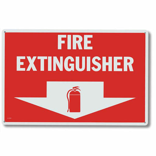"Fire Extinguisher" Arrow Sign, Aluminum, 12" x 8"