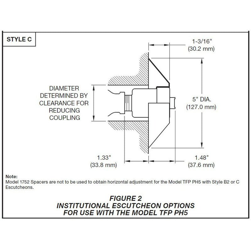 Tyco Institutional PH5 Style C Chrome Fire Sprinkler Escutcheon PH5 TY3390