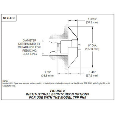 Tyco Model PH2 PH5 Type C Fire Sprinkler Escutcheon, Institutional, Chrome, 56-001-7-513 - WeSupplyIt.com
