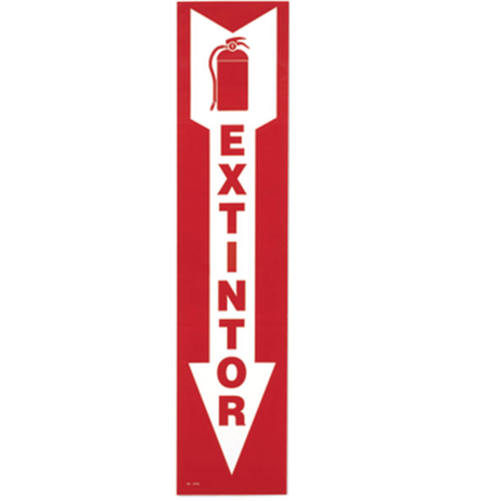Fire Extinguisher Arrow Sign, Spanish "Extintor"
