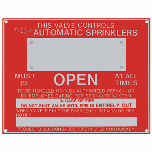 "This Valve Controls" Sign, Aluminum, 9" x 7"