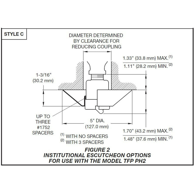 Tyco Institutional PH2 Style C Chrome Fire Sprinkler Escutcheon PH2 TY3290