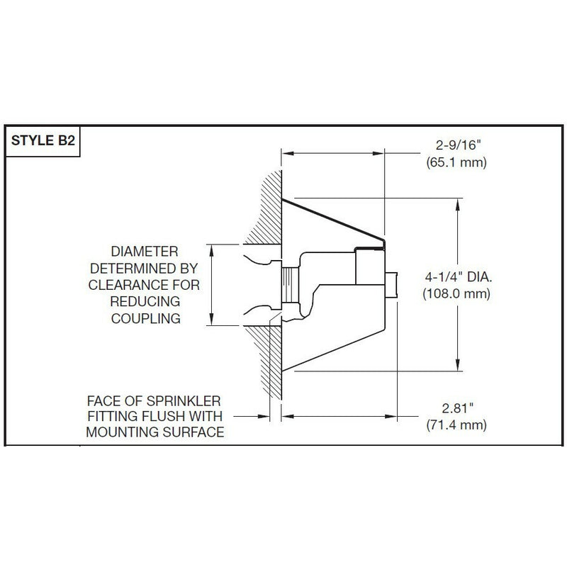 Tyco Institutional PH5 Style B2 Horizontal Sidewall Chrome Fire Sprinkler Escutcheon