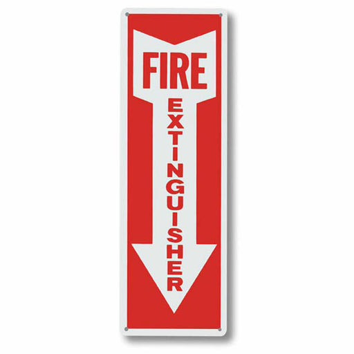 Fire Extinguisher Arrow Sign, Aluminum, 4" x 12"