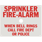 Sprinkler Fire Alarm Sign, Aluminum, 7 3/4" x 6"