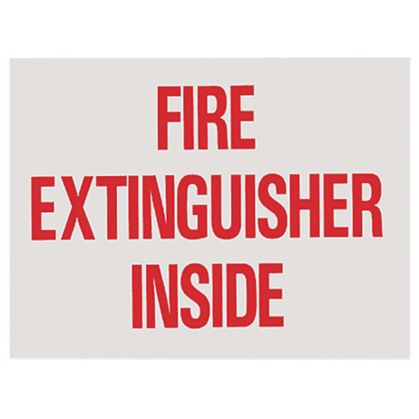 Fire Extinguisher Inside Sign, Vinyl Sticker, Decal 4" x 3"