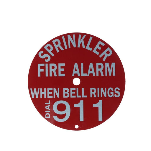 Fire Sprinkler Alarm Bell Sign, Dial 911, Aluminum, 6" Round