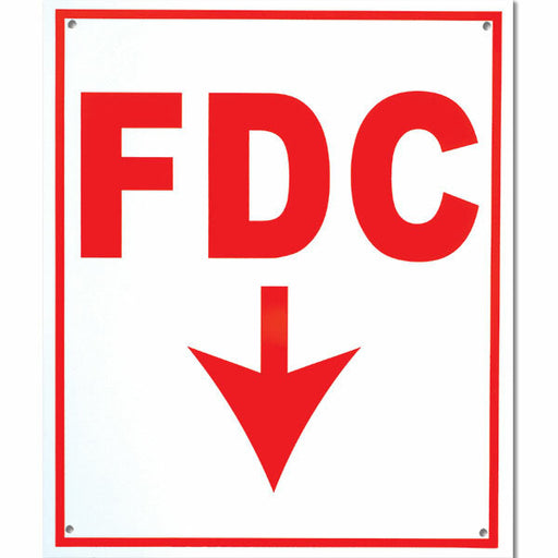 FDC Sign w/ Arrow, 4" Letters, Aluminum, 12" x 10"