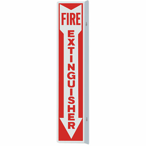 Fire Extinguisher Arrow Sign, 90° Angle, Aluminum, 4" x 18"