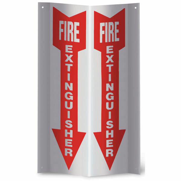 Fire Extinguisher Arrow Sign, 3-D Rigid Plastic, 4" x 12"